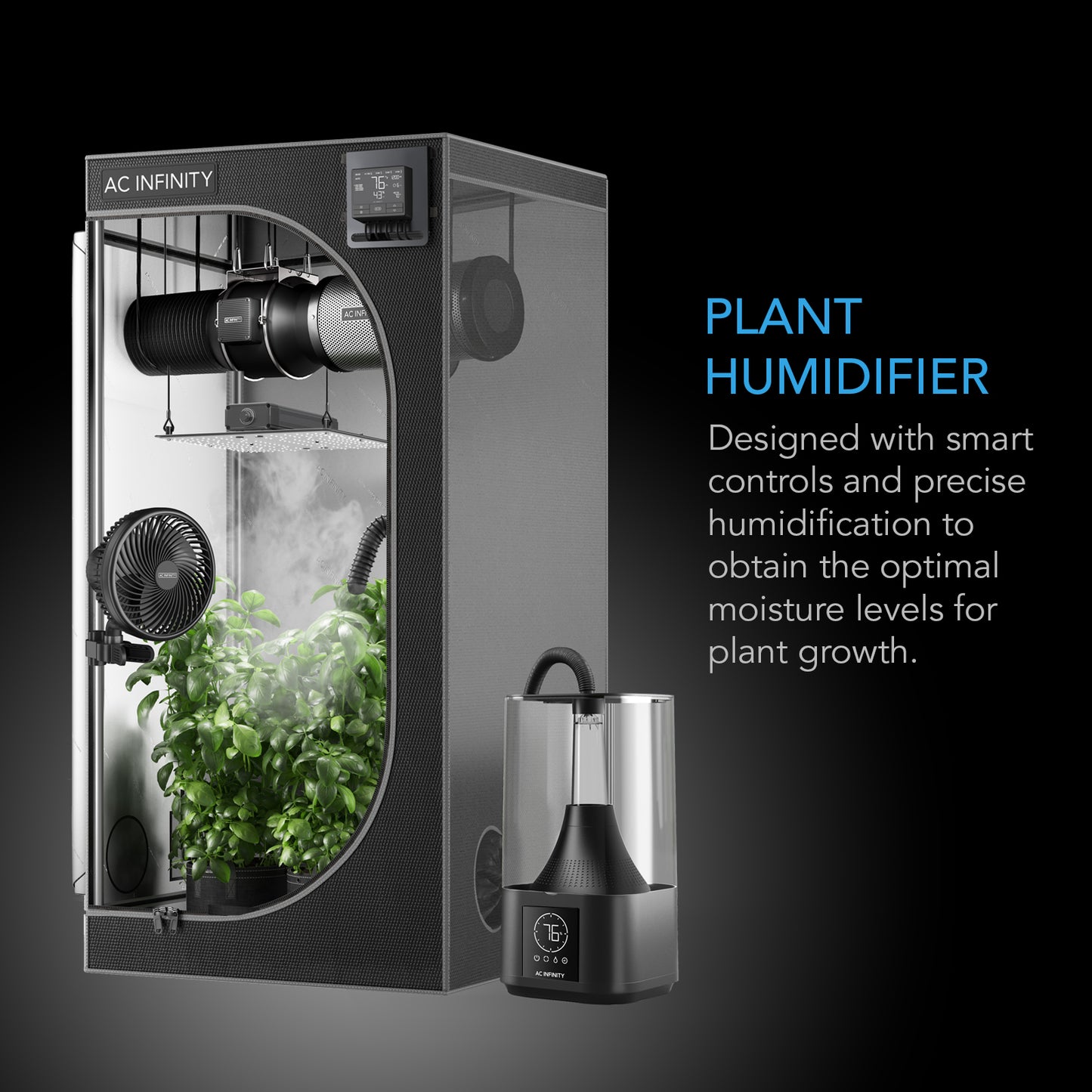 AC INFINITY 4.5 liter humidifier with grow tent