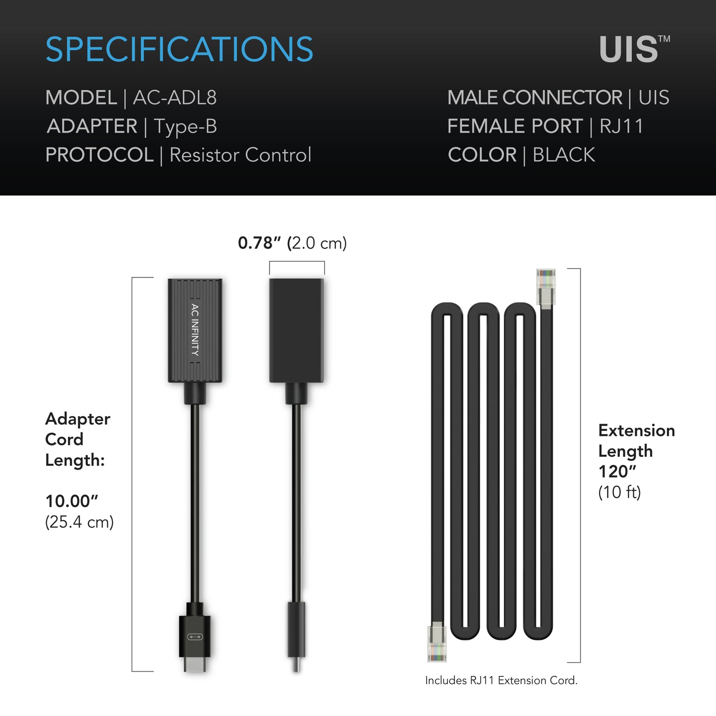 AC infinity adapter type B light adapter specs