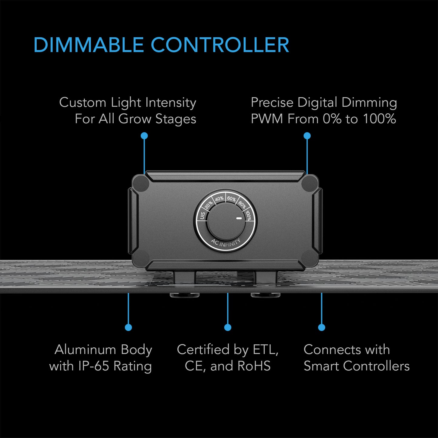 AC Infinity 200W full spectrum LED grow light controller