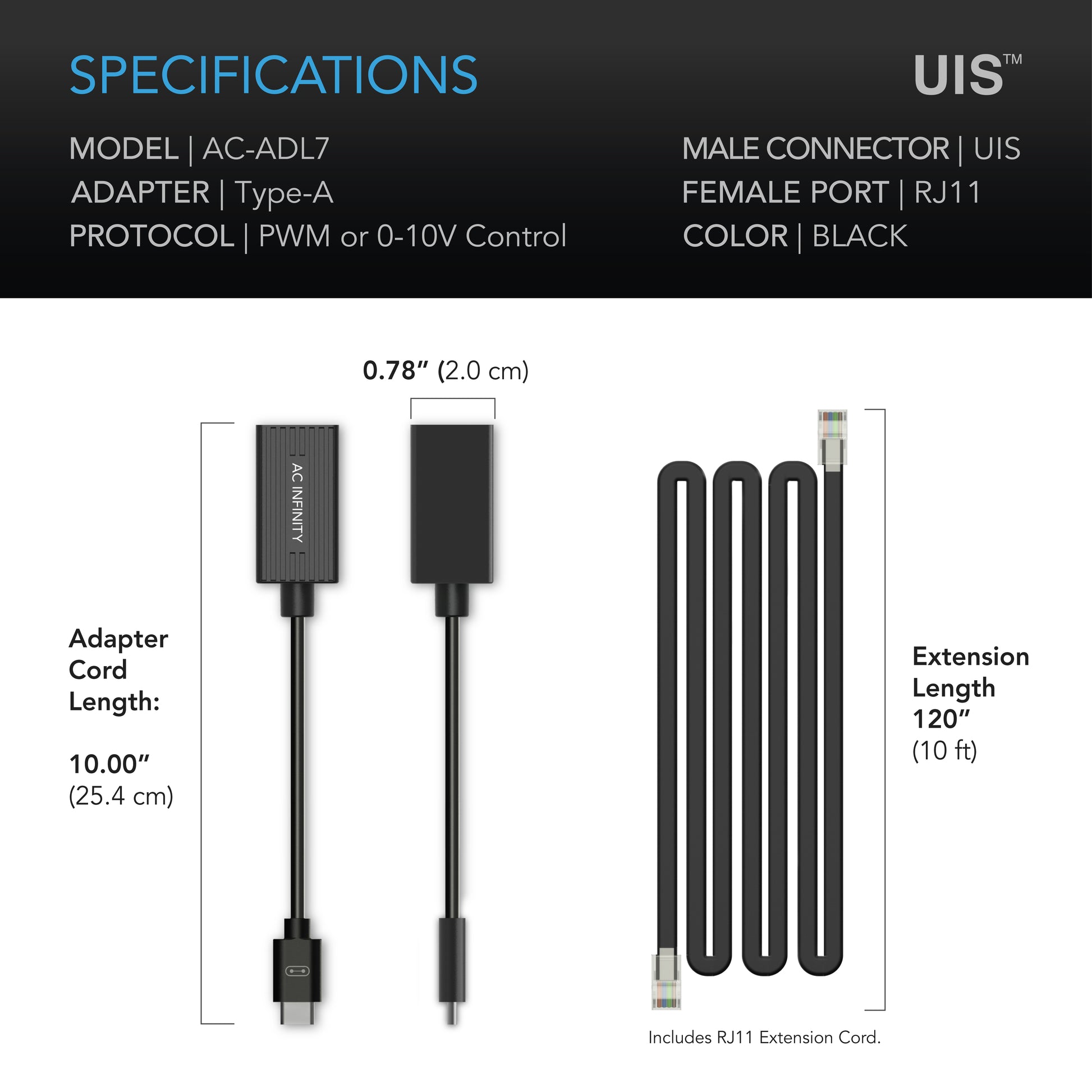 AC infinity adapter type A light adapter specs