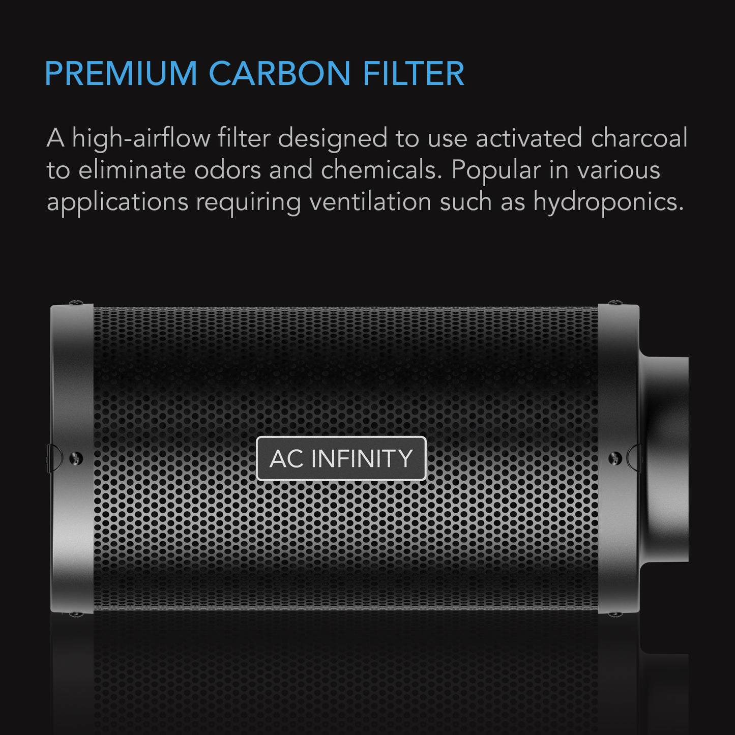 AC Infinity carbon filter 4inch diameter side view