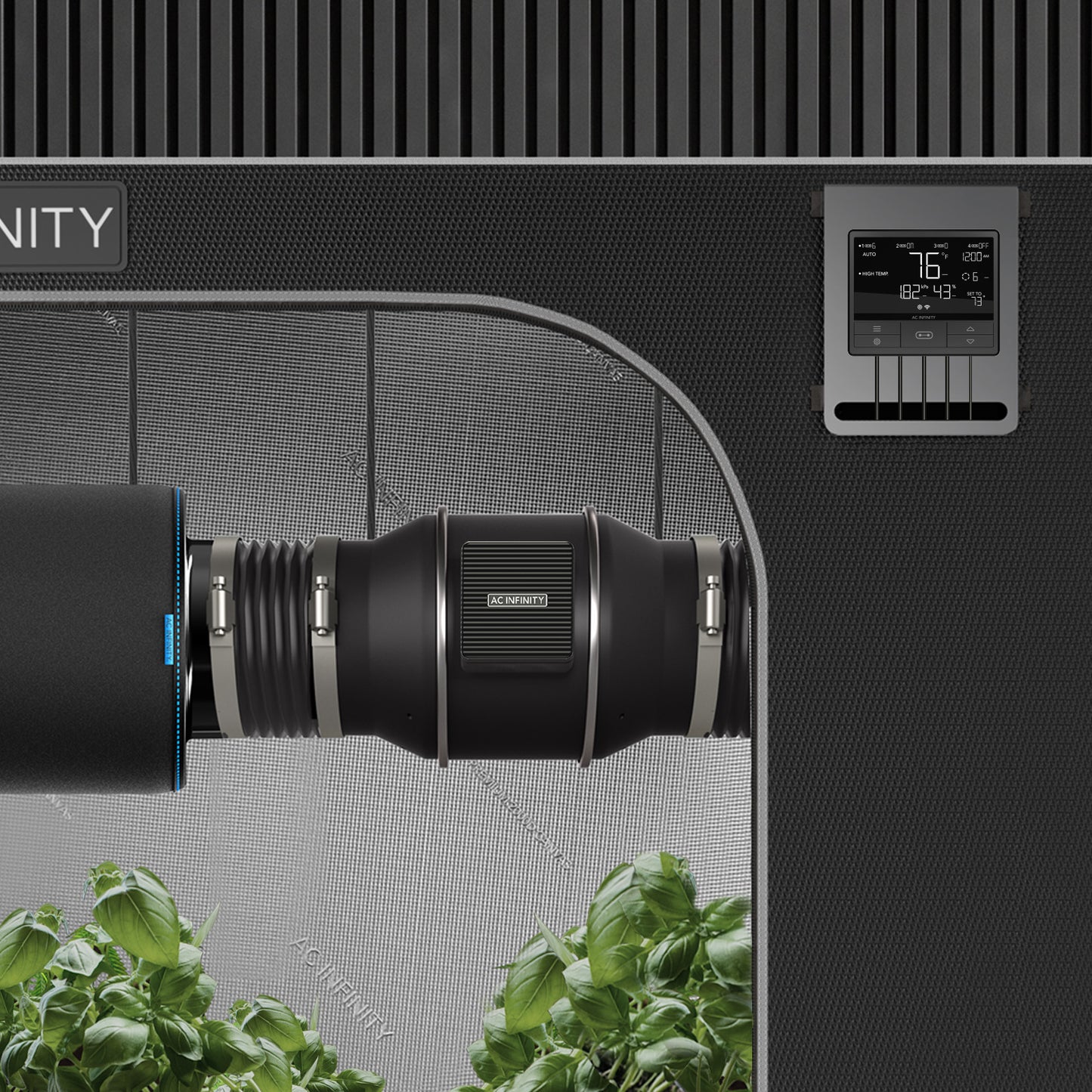 AC Infinity filter kit in grow tent view