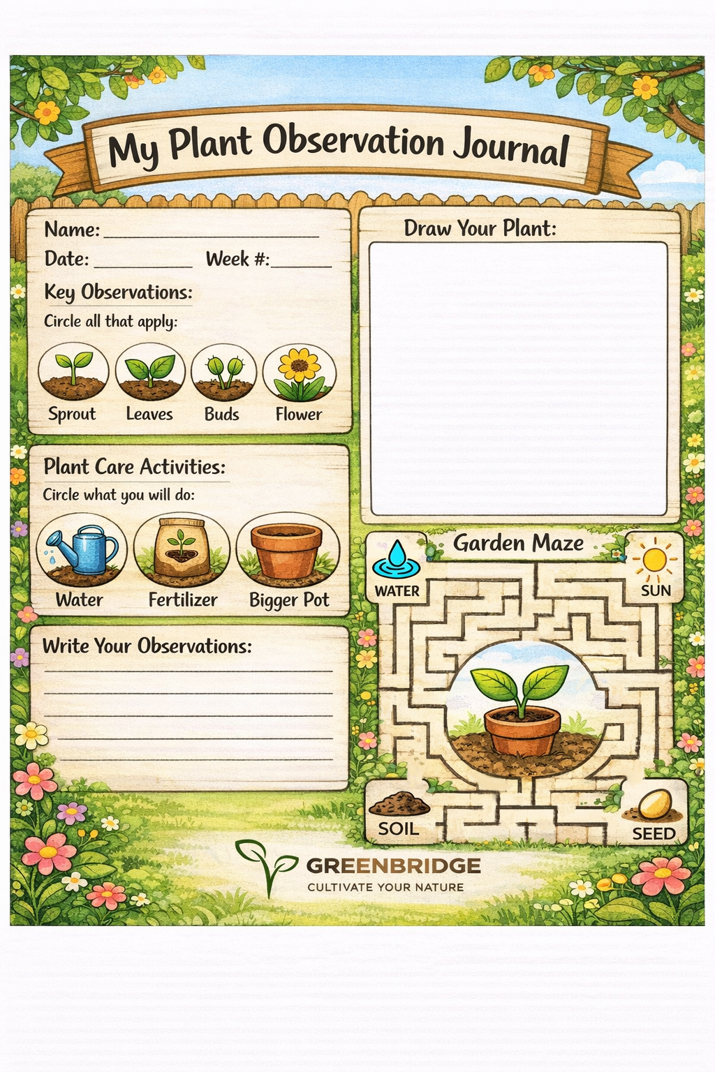 My Plant Observation Journal | Digital Download