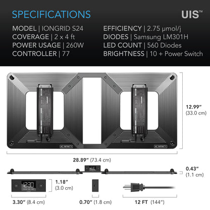 Iongrid T24, Full Spectrum LED Grow Light 260W